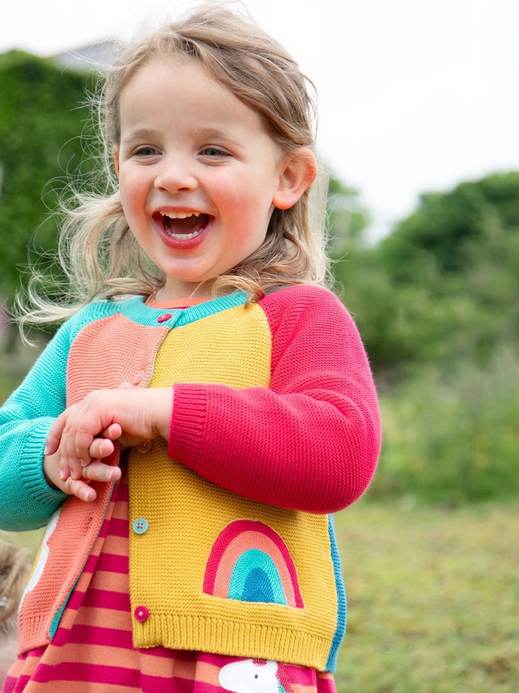 Frugi Girls Blue Colour Block Cardigan - Image 1 of 6