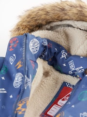 Frugi Blue Space Print Waterproof Parka Coat - Image 3 of 7