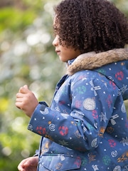 Frugi Blue Space Print Waterproof Parka Coat - Image 7 of 7