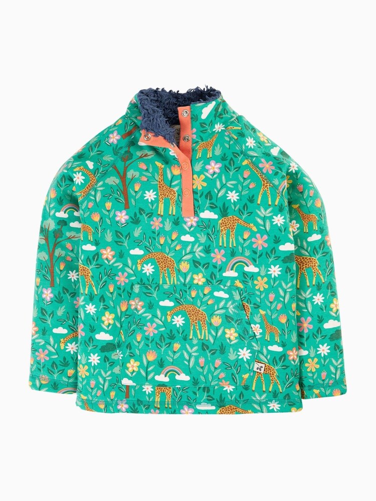 Frugi Green Giraffe Snuggle Fleece Jumper - Image 1 of 5