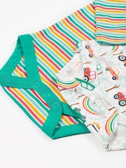 Frugi Green Cars / Striped Bodysuit 2 Pack - Image 4 of 5