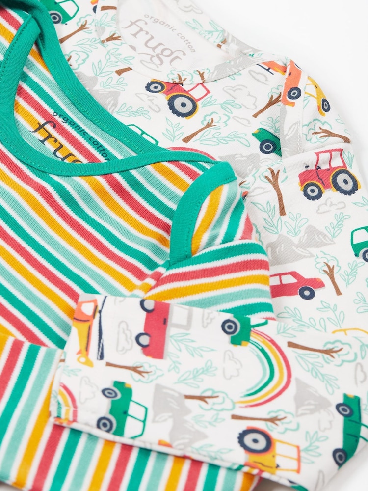 Frugi Green Cars / Striped Bodysuit 2 Pack - Image 5 of 5