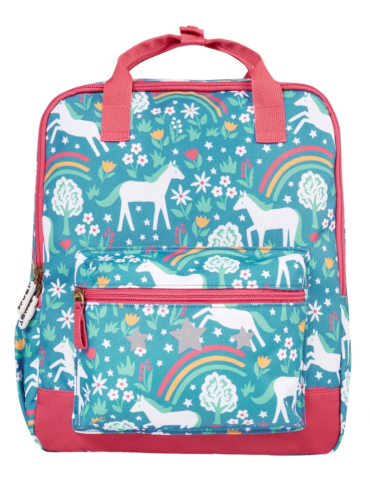 Frugi Blue Unicorns All Over Print Explorers Backpack - Image 1 of 6