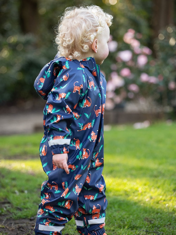 Frugi – Puddle Buster – wasserdichter All-in-One mit orangefarbenem Tigerprint - Bild 2 von 4 Frugi – Puddle Buster – wasserdichter All-in-One mit orangefarbenem Tigerprint - Bild 2 von 4