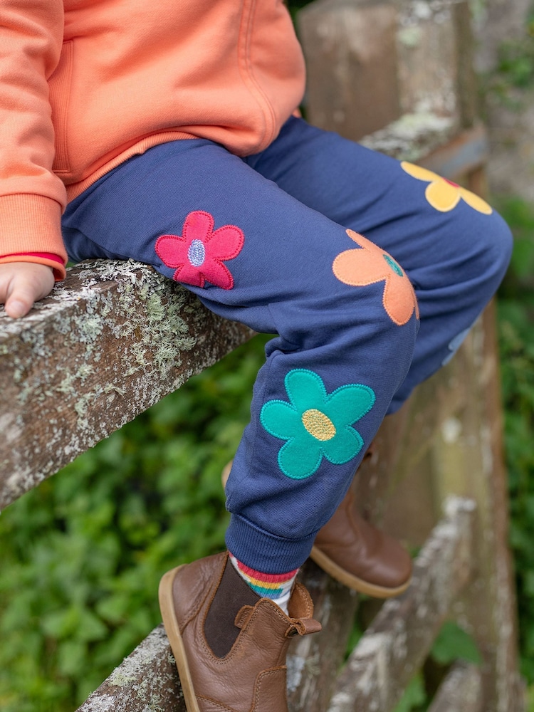 Frugi Navy Flower Patch Joggers - Image 4 of 4
