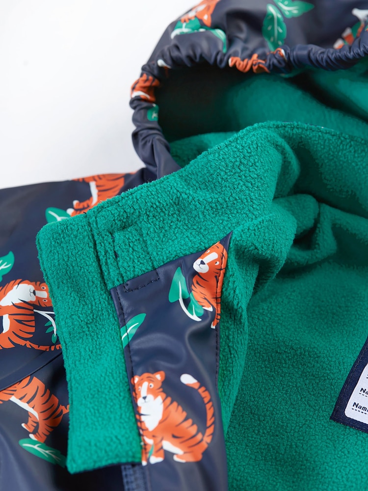 Frugi Orange Printed Tiger Puddle Buster Waterproof Coat - Image 8 of 8