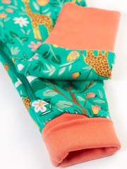 Frugi Grenouillère zippée en zelah vert girafes - Image 2 of 4