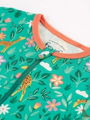 Frugi Grenouillère zippée en zelah vert girafes - Image 3 of 4