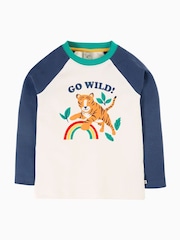 Frugi Blue Go Wild Tiger Raglan Top - Image 1 of 4