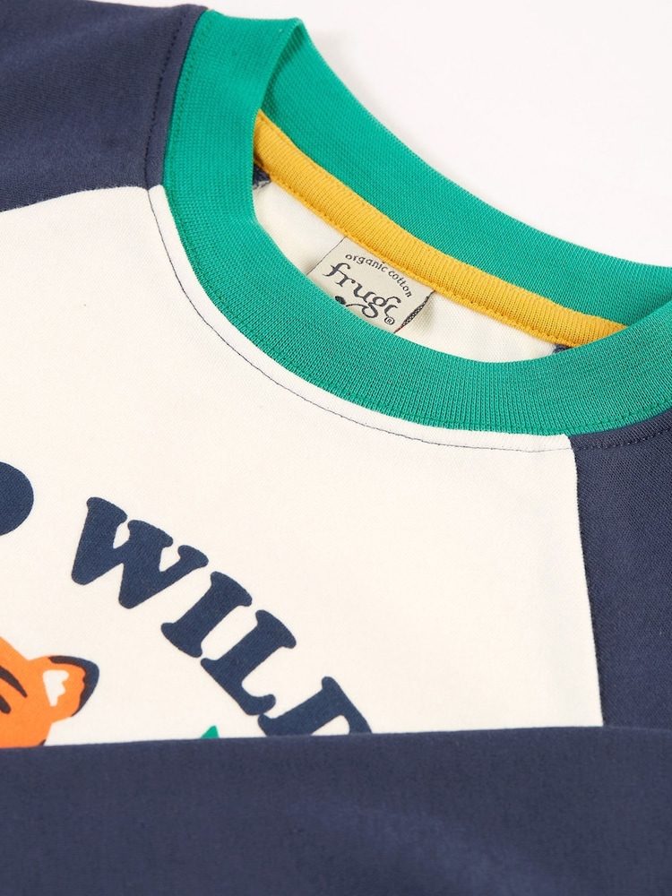 Frugi Blue Go Wild Tiger Raglan Top - Image 2 of 4