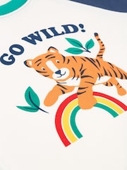 Frugi Blue Go Wild Tiger Raglan Top - Image 3 of 4