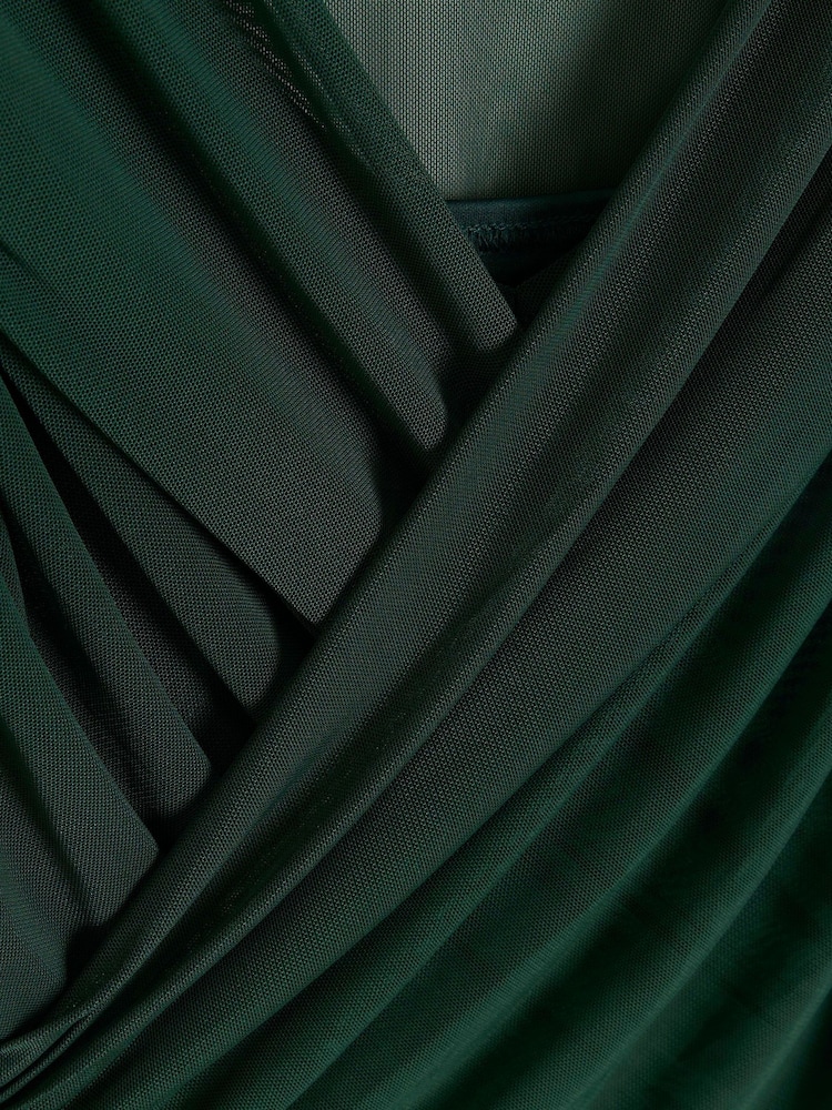 River Island Green Drape Wrap Mesh Top - Image 4 of 4