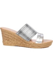 Pavers Silver Metallic Wedge Espadrilles - Image 1 of 5