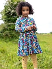 Frugi Blue All-Over Print Hedgerow Skater Dress - Image 1 of 6