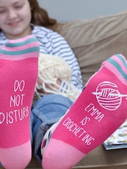 Solesmith Pink Personalised Do Not Disturb Craft Socks - Image 1 of 2