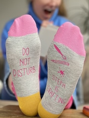 Solesmith Grey Personalised Do Not Disturb Craft Socks - Image 1 of 2
