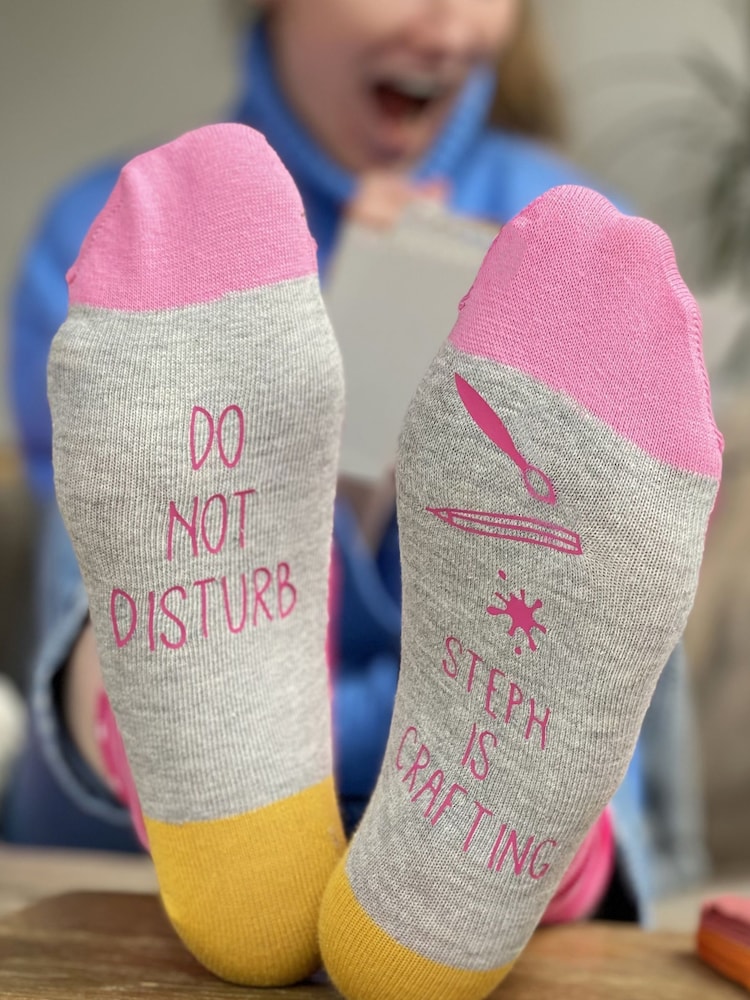 Solesmith Grey Personalised Do Not Disturb Craft Socks - Image 1 of 2