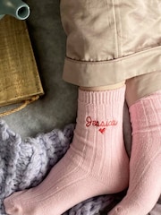 Solesmith Pink Embroidered Heart Bed Socks - Image 1 of 2