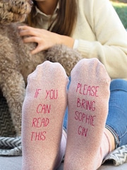 Solesmith Pink Personalised Glitter Gin Socks - Image 1 of 2