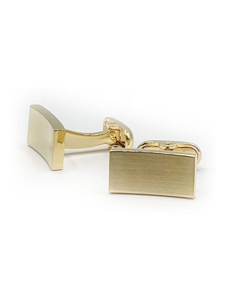 Savile Row Company Rhodium Plated Concave Cufflinks - Imagen 1 de 2