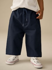 Navy Wide Leg 100% Cotton Chino Trousers with Elasticated Waist (3mths-7yrs) - Image 1 of 8