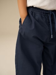 Navy Wide Leg 100% Cotton Chino Trousers with Elasticated Waist (3mths-7yrs) - Image 3 of 8