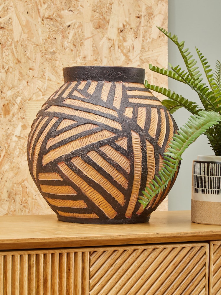 Fifty Five South Black Darnell Round Planter - Image 1 of 6