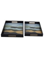 Interiors by Premier Black Celina Set Of 2 Rectangular Trays - Image 2 of 6