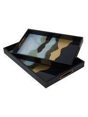 Interiors by Premier Black Celina Set Of 2 Rectangular Trays - Image 3 of 6