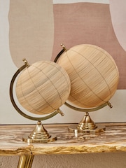 Interiors by Premier Gold and Natural Malacca Large Rattan Ornaments Globe - Image 5 of 6