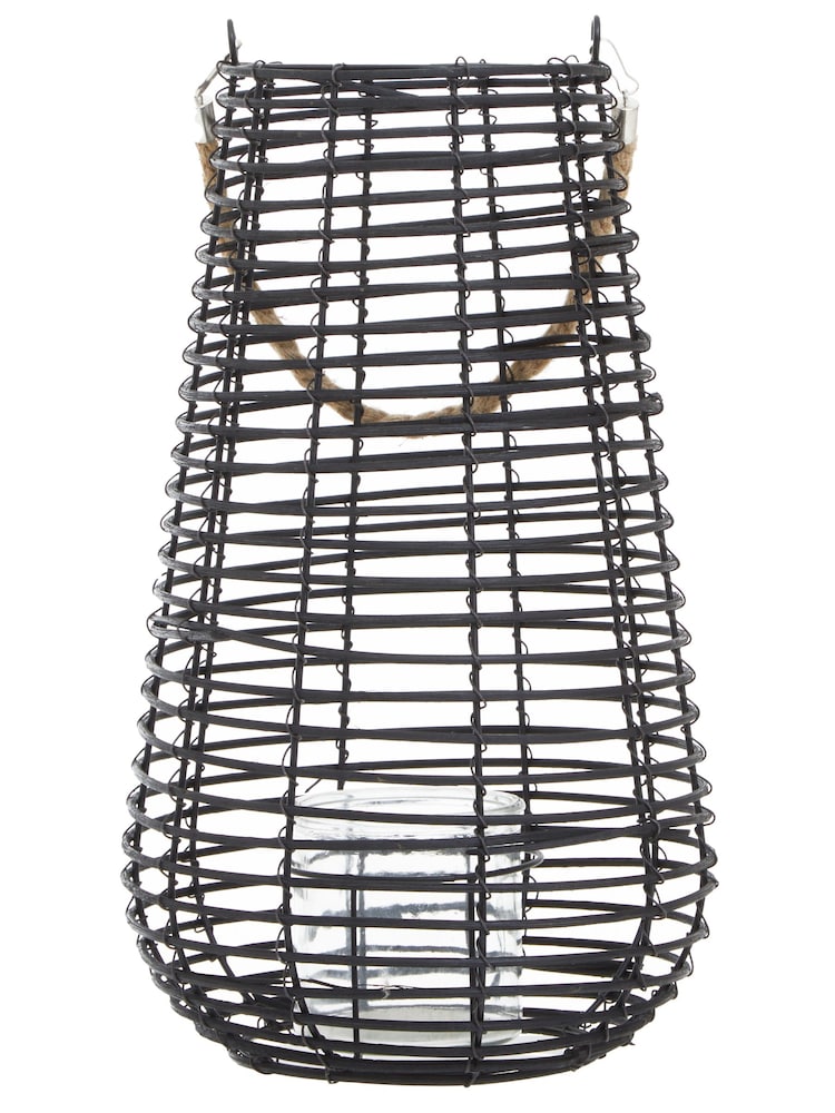 Interiors by Premier Black Lentigo Large Rattan Candle Holder - Image 1 of 6