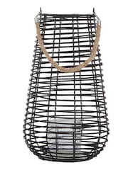 Interiors by Premier Black Lentigo Large Rattan Candle Holder - Image 2 of 6