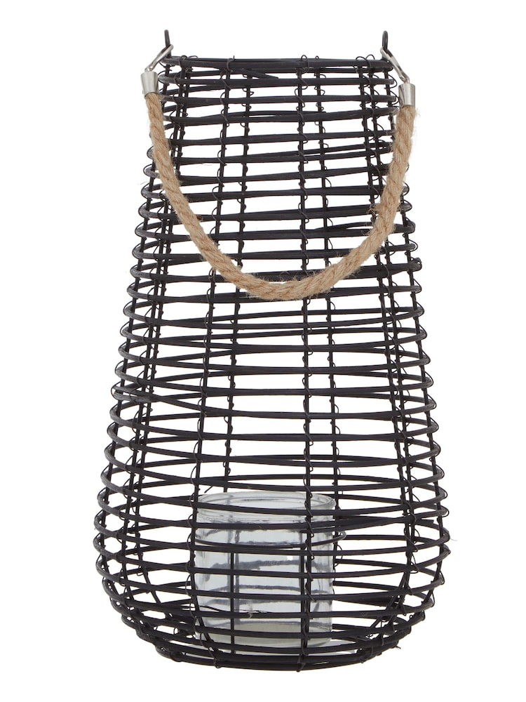 Interiors by Premier Black Lentigo Large Rattan Candle Holder - Image 2 of 6