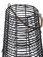 Interiors by Premier Black Lentigo Large Rattan Candle Holder - Image 4 of 6