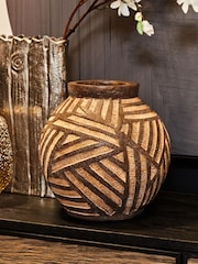 Fifty Five South Brown Darnell Round Planter - Image 1 of 6