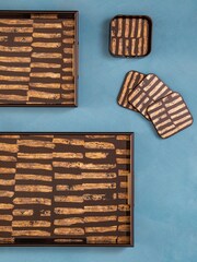 Interiors by Premier Black and Gold Celina Set Of 2 Rectangular Trays - Image 2 of 6