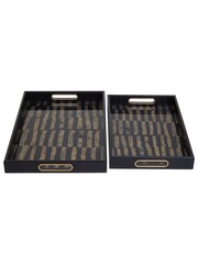 Interiors by Premier Black and Gold Celina Set Of 2 Rectangular Trays - Image 3 of 6