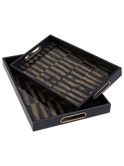 Interiors by Premier Black and Gold Celina Set Of 2 Rectangular Trays - Image 4 of 6