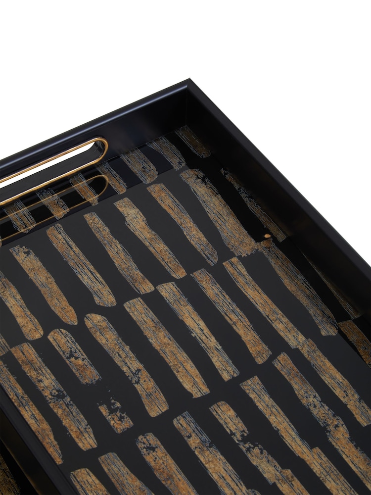 Interiors by Premier Black and Gold Celina Set Of 2 Rectangular Trays - Image 6 of 6
