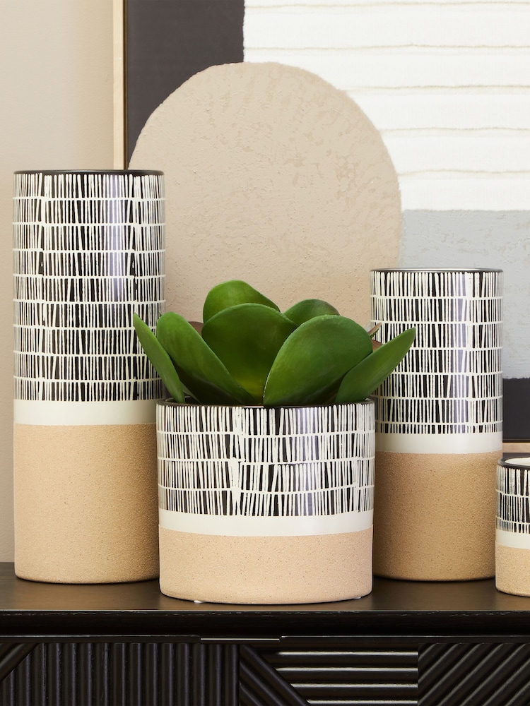 Interiors by Premier Black and White Jada Large Striped Vase - Image 6 of 6