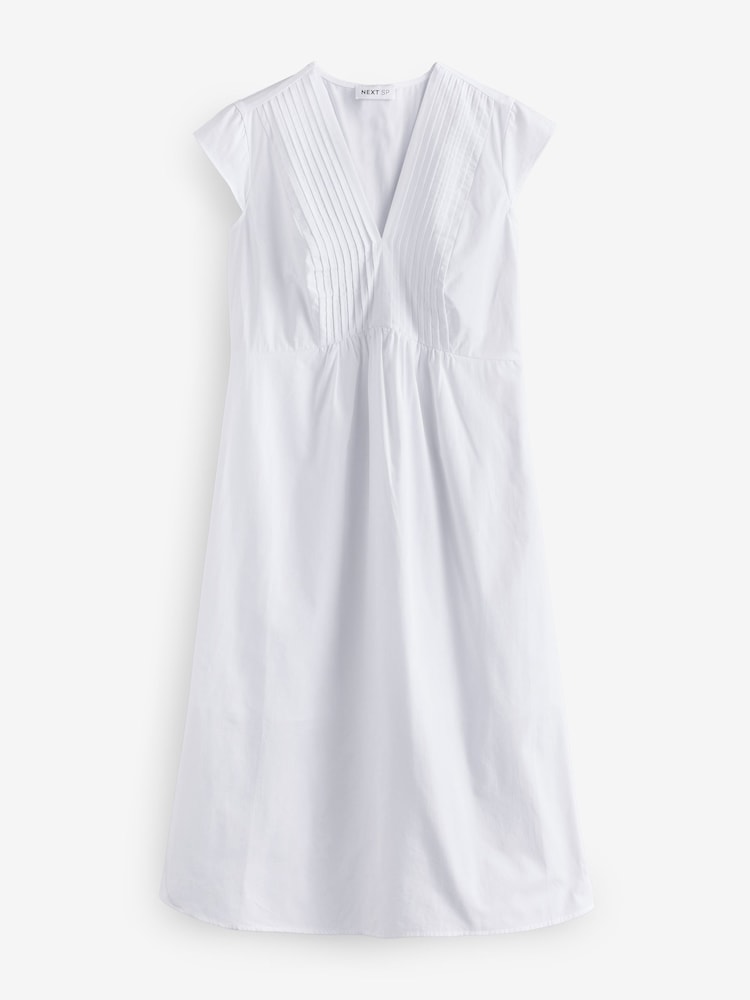White 100% Cotton Pintuck Dress - Image 1 of 2