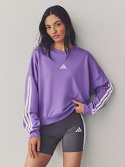 adidas Purple 3-Stripes French Terry Sweatshirt - Image 1 of 7