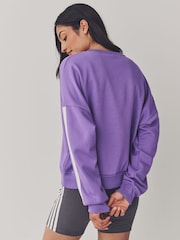 adidas Purple 3-Stripes French Terry Sweatshirt - Image 3 of 7