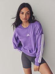 adidas Purple 3-Stripes French Terry Sweatshirt - Image 4 of 7