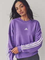 adidas Purple 3-Stripes French Terry Sweatshirt - Image 5 of 7