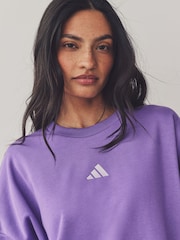 adidas Purple 3-Stripes French Terry Sweatshirt - Image 6 of 7