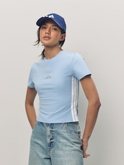 adidas Blue Baby 3-Stripes T-Shirt - Image 1 of 5