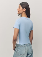 adidas Blue Baby 3-Stripes T-Shirt - Image 3 of 5