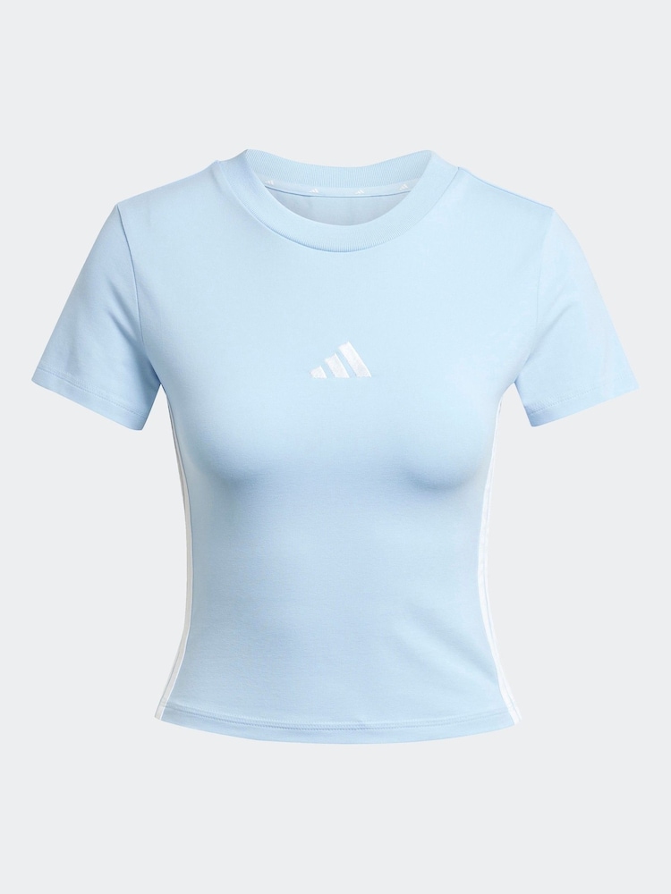 adidas Blue Baby 3-Stripes T-Shirt - Image 5 of 5