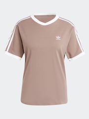adidas originals Brown 3 Stripe T-Shirt - Image 11 of 11